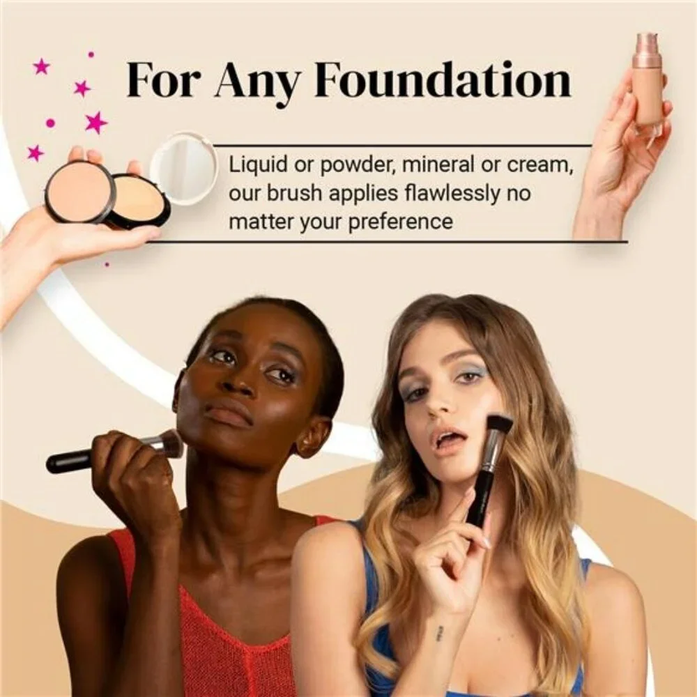 Keshima Flat Top Kabuki Foundation Brush for Liquid Cream Powder Blending
